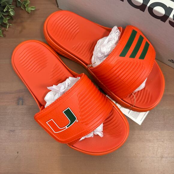 Adidas Miami Alphabounce Slide 2.0 University of Miami Sandals Unisex Size M5 W6 - Picture 2 of 8